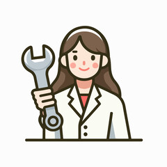 vector illustration of person holding workshop key