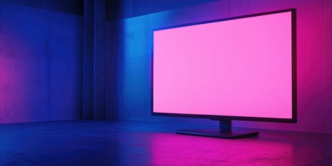 Fototapeta premium Neon Digital Art with Pink and Blue Lights