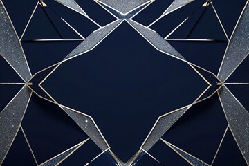 Elegant Geometric Background with Silver Accents on Navy Blue for Luxury Celebrations and Invitations