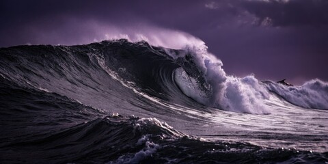 Fototapeta premium Dark purple and black wave background with a sense of depth, cinematic, intense, background