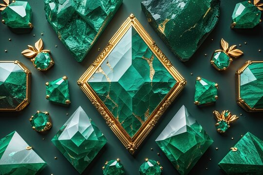 Emerald Textured Background with Gold Accents for Premium Luxury Wallpaper Design
