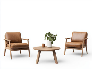 Obraz premium Contemporary Collection of Cutout Elements Featuring Stylish Brown Furniture Designs