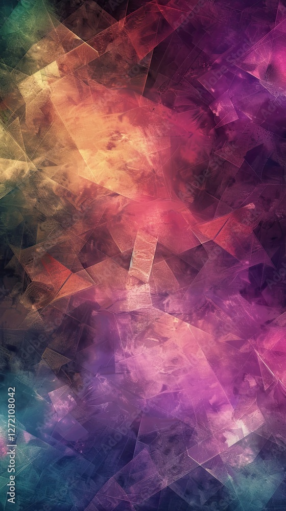 Poster this vibrant abstract background showcases a blend of colorful hues overlaid with a subtle tesseract