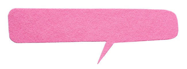Pink blank cut out cardboard paper speech bubble with round rounded corners and copy space for text on transparent png background design element