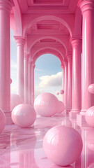 3d rendering of photo of simple architecture background in pastel pink color