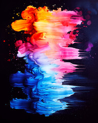 Abstract multicolored paint strokes on a black background
