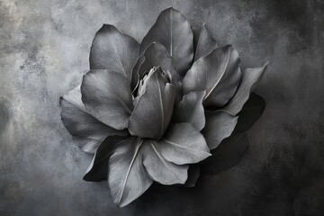 Elegant black and white flower on textured background