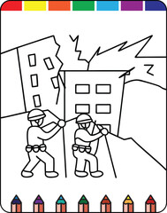 Easy Earthquake Coloring Page for Preschoolers Simple and Engaging Natural Disaster Art, Educational Earthquake Coloring Worksheet for Kids Teach Preparedness Through Art