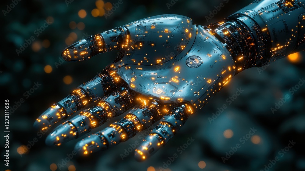 Aufkleber artificial intelligence robot hand on technology background
