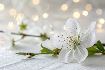 delicate white flower on white background light effects, gentle radiance, light filtering, delicate pattern