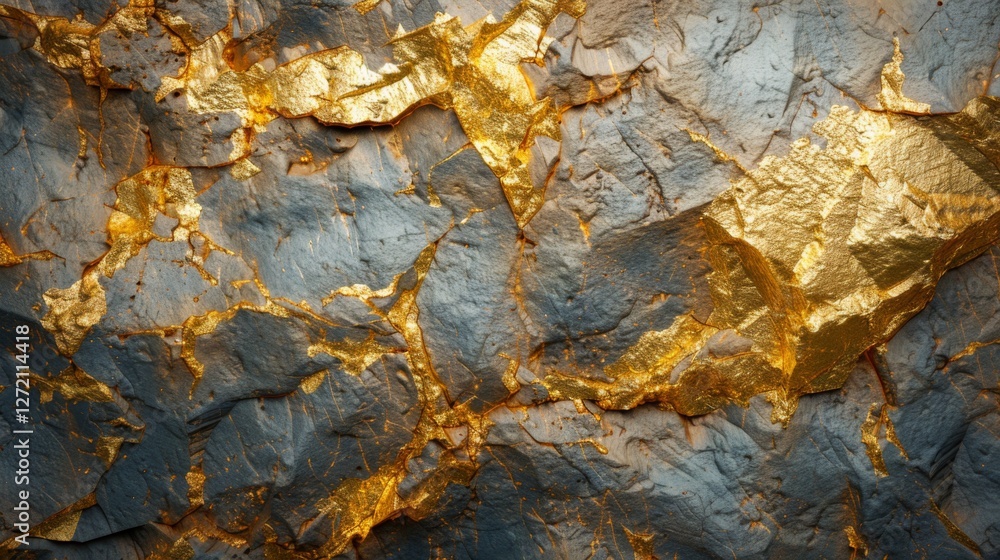 Poster a striking rock surface displays intricate patterns of gold forming natural veins amidst a rough gra