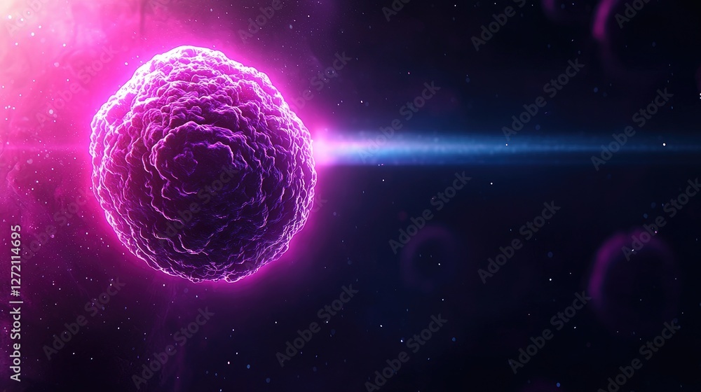 Poster dynamic photon emission from a cellular structure in cosmic space digital art futuristic vibrant clo