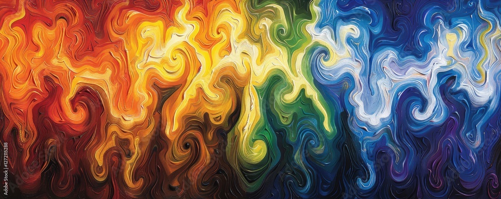 Aufkleber a vibrant swirl of colors, blending hues from warm to cool, creating a dynamic and fluid abstract co