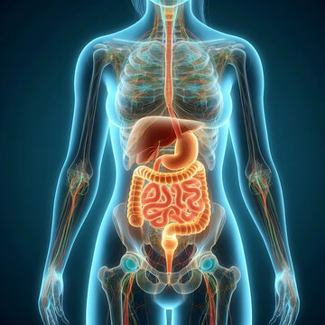 Human liver anatomy on medical background. 3d illustration
