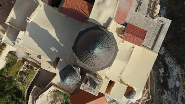 Mar Saba monastery - Cinematic drone shot: top-up rising with rotation