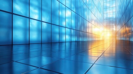 blue glass wall with textured light lines ideal for a modern business or tech website background