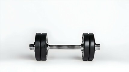 Naklejka premium Black Dumbbell on White Background
