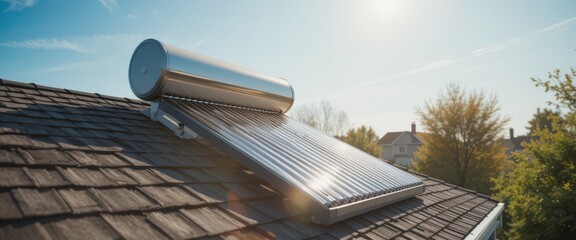 Solar water heater installed on a residential rooftop.