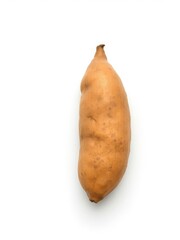 Fresh sweet potato isolated on a white background, with vibrant orange skin and a rough texture, raw, meal, orange