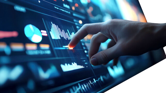 PNG Business touching display screen.