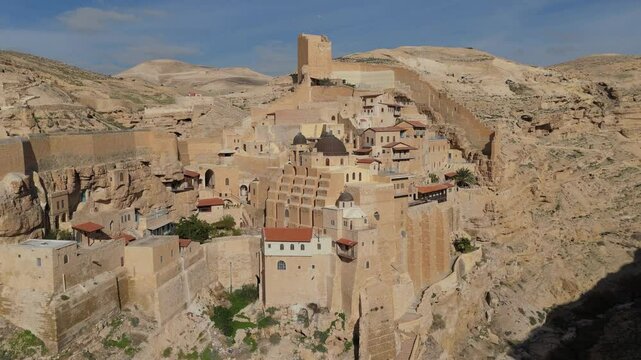 Mar Saba monastery - Long shot shot dolly zoom out