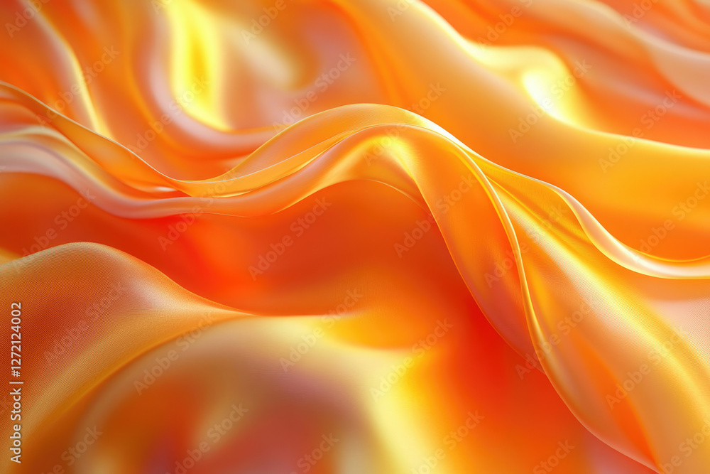 Aufkleber abstract image of flowing, luminous orange silk fabric creating soft, elegant waves.