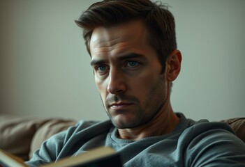 Fototapeta premium Photorealistic portrait of a bored male