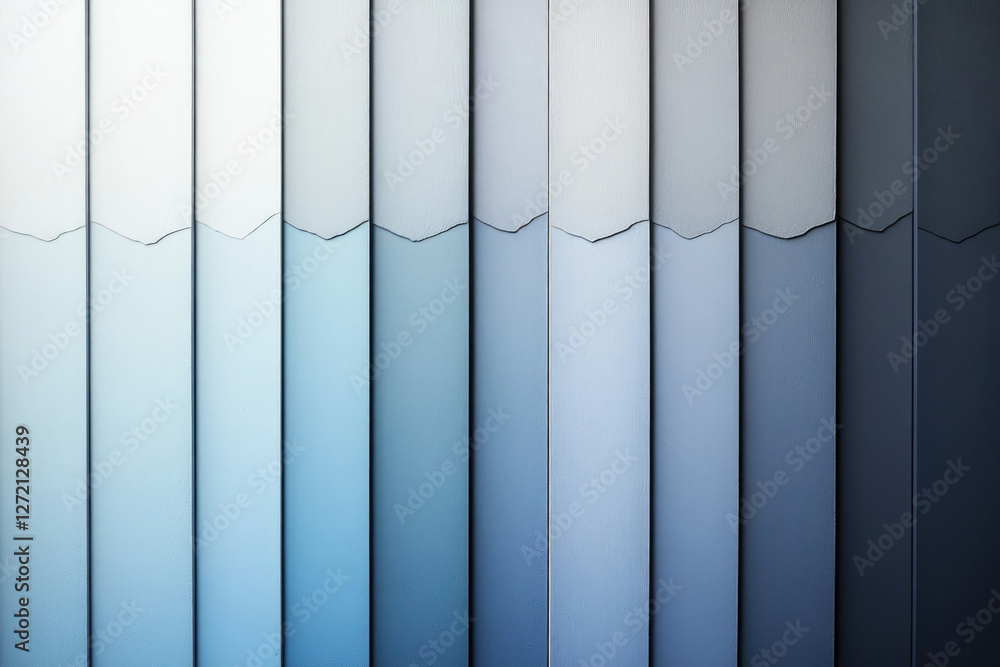 Poster a wall with vertical panels painted in shades of blue, creating a gradient effect.