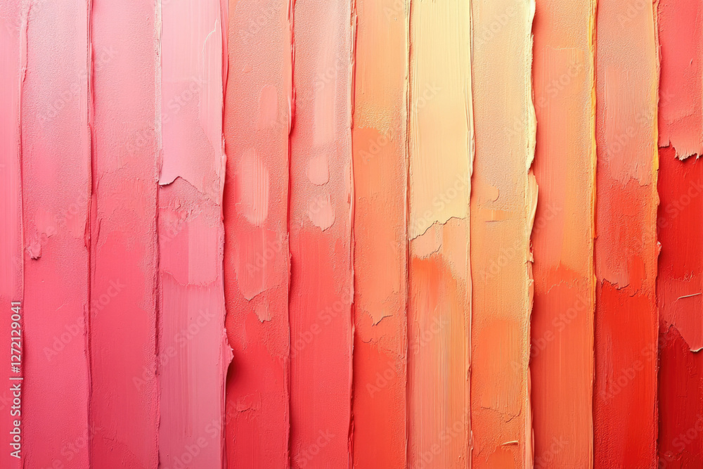 Poster abstract art of vertical color swatches in shades of pink and orange, showing texture and layering.