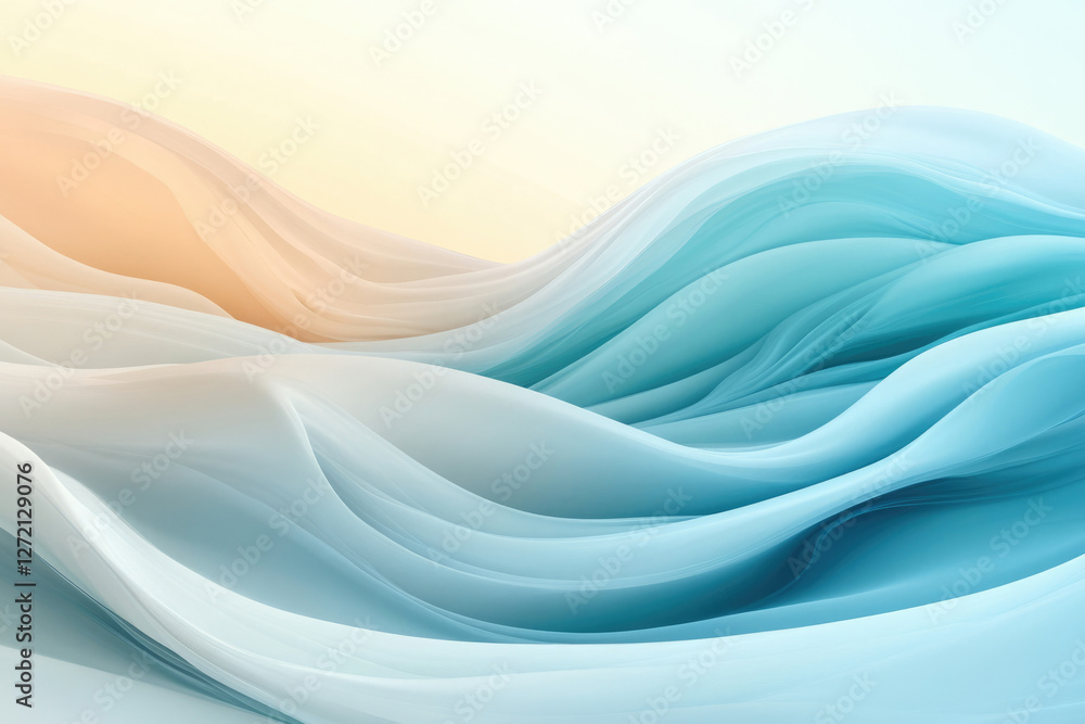 Poster abstract pastel wave background with flowing, smooth curves and soft color gradients.