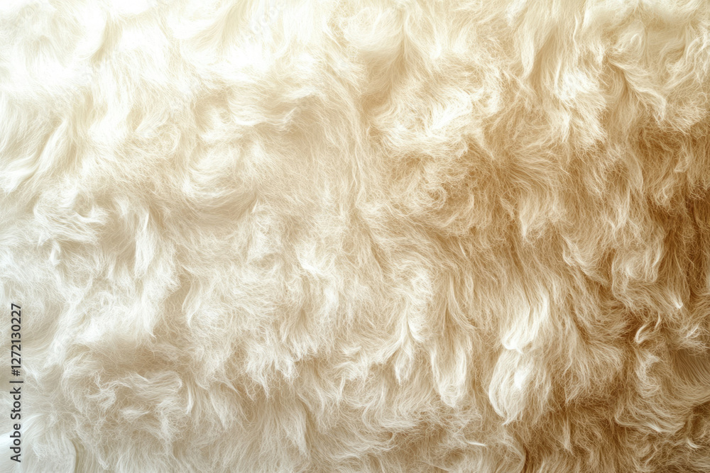 Poster close-up view of soft, light beige fur texture with gentle waves and swirls.