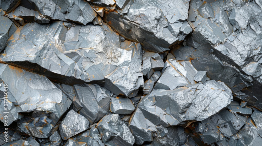 Poster this close up view showcases a natural rock formation characterized by various shades of gray, sharp