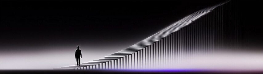 Obraz premium Faszinierende Treppe in einem surrealen Raum: Weg ins Unbekannte