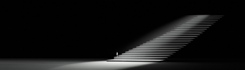 Fototapeta premium Faszinierende Treppe in einem surrealen Raum: Weg ins Unbekannte