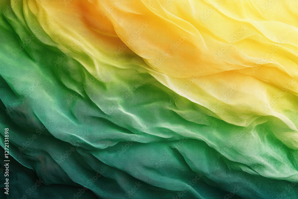 Poster abstract image of draped fabric showing a gradient of yellow-green colors.