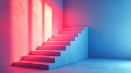 Fototapeta premium Abstract Modern Staircase with Soft Color Gradient Lighting
