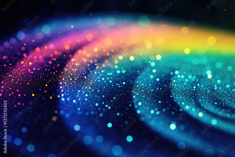 Aufkleber vibrant, colorful glitter particles swirl in a mesmerizing bokeh effect, creating a stunning abstrac
