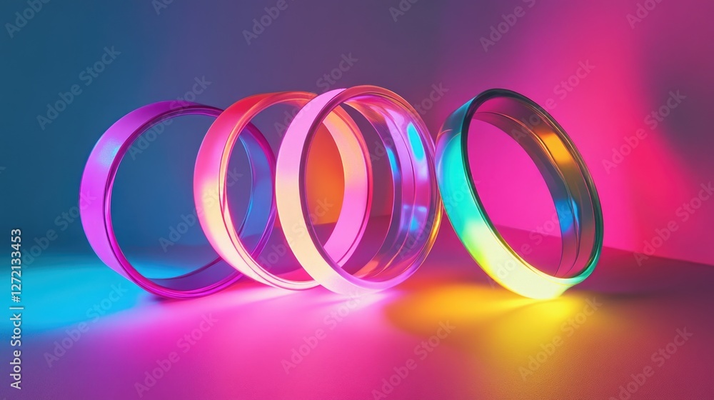 Sticker Colorful Glowing Rings Illumination Set