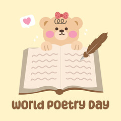 World Poetry Day vector design for celebration. Suitable for background, template, social media, poster, flyer design, flat illustration, banner, etc
