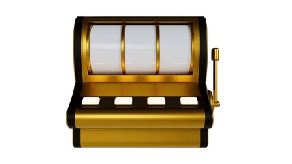 Gold slot casino with neon buttons isolated.