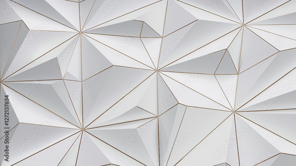 Aufkleber a sleek and modern abstract design featuring sharp angular white geometric shapes with golden edges,