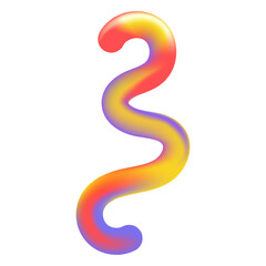 Colorful, fluid, wavy abstract shape with smooth gradient transitions of red, yellow, and purple, isolated on transparent background. Perfect for modern and creative designs.