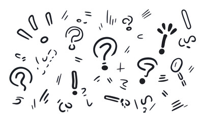 Dynamic Question and Exclamation Marks Line Art for Curiosity and Discovery Concepts