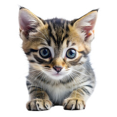 Obraz premium Adorable Tabby Kitten Looking Curious, Isolated on White Background as Transparent PNG, AI-Generated