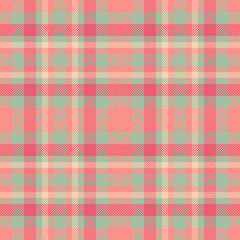 Stylish check textile tartan, formal plaid seamless pattern. Lady fabric background vector texture in red and pastel colors.