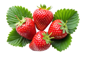 three strawberry on a background isolated on transparent png