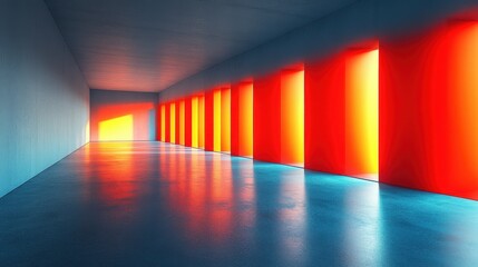 Fototapeta premium Abstract Interior Space with Colorful Light and Glossy Floor