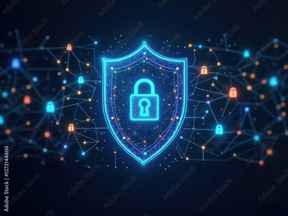 Poster exploring the role of ai technology in enhancing cybersecurity measures for effective data protectio