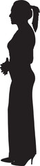 vector; silhouette,   side view of a woman dressed in a long dress