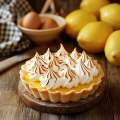 une tarte au citron meringu&eacute; &agrave; l'ancienne g&eacute;n&eacute;reuse - IA Generative